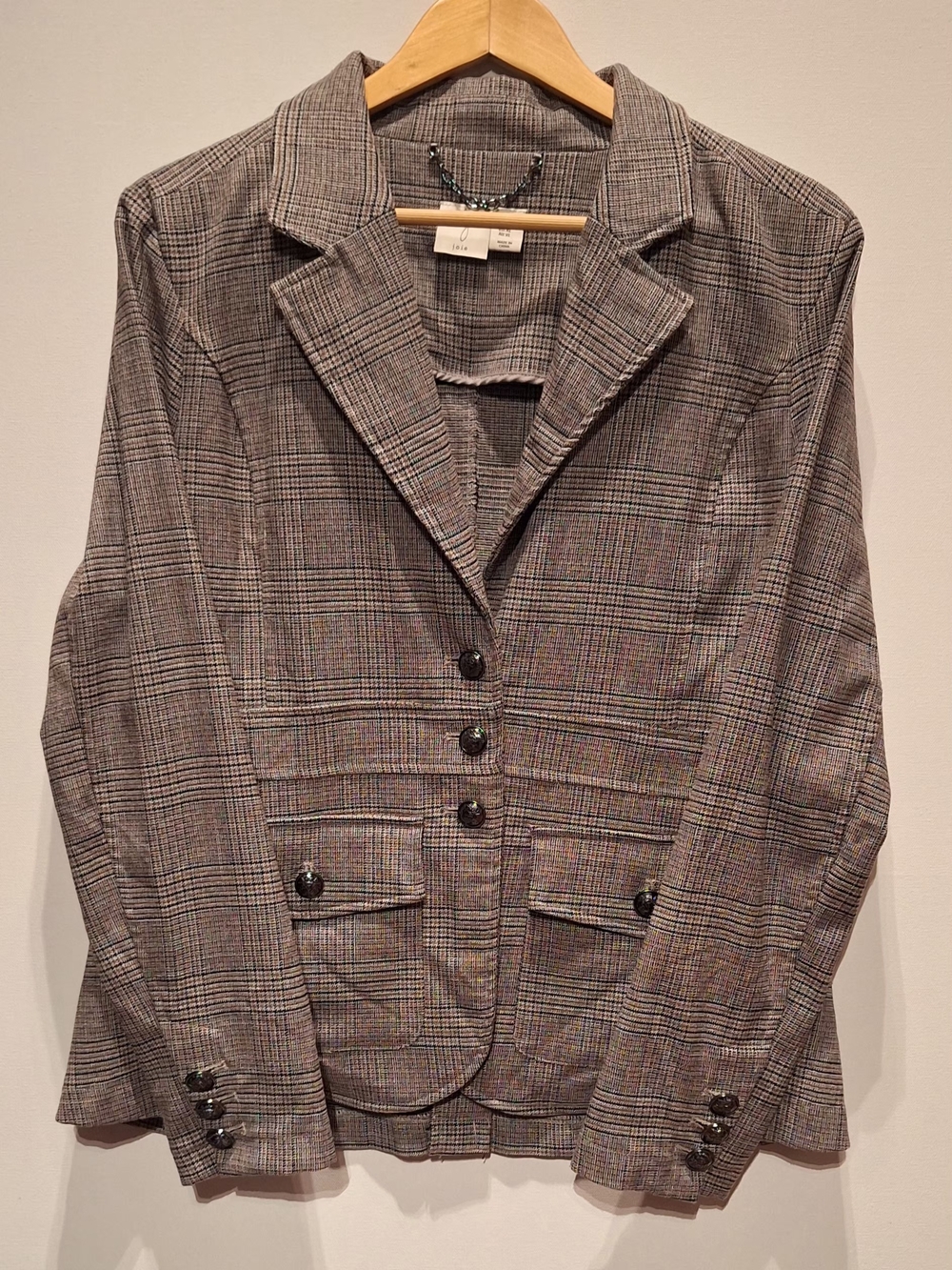 Joie Beige Plaid Tailored Blazer